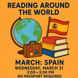 event, globe, stack of books, flag of Spain